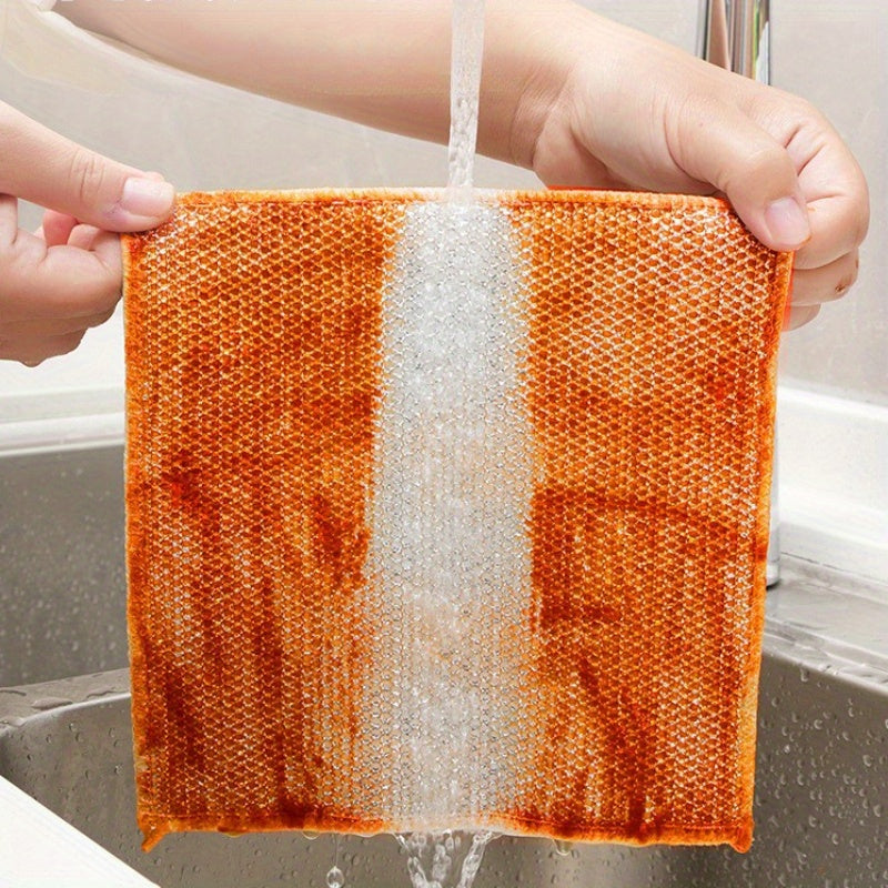 Reusable Microfiber Metal Wire Cloth for Heavy-Duty Cleaning of Surfaces Sink Cookware