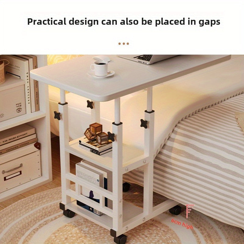 Регулируемый по высоте деревянный прикроватный столик с полкой и выдвижным столом для ноутбука для спальни, общежития, дома, офиса