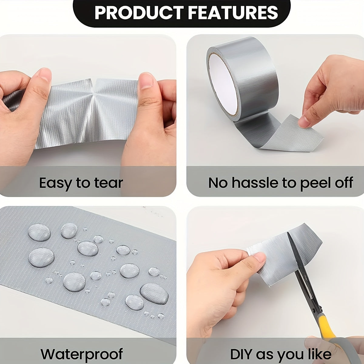 Waterproof Duct Tape for Walls Plastics Glass Wood Metal 10/20m Roll