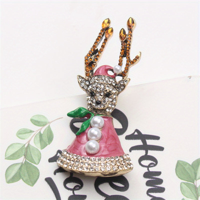 Antik moose broshy rhinestone hayvonlarga ilhomlangan emal zargarlik buyumlari kurtka va kiyimlar uchun