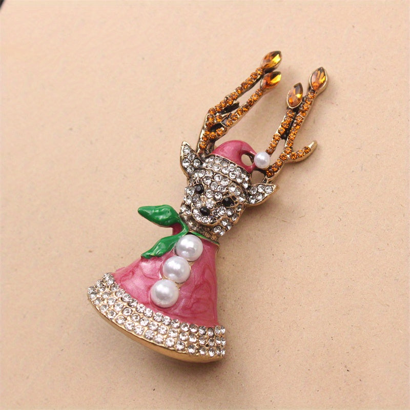 Antik moose broshy rhinestone hayvonlarga ilhomlangan emal zargarlik buyumlari kurtka va kiyimlar uchun