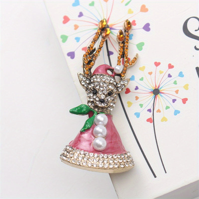 Antik moose broshy rhinestone hayvonlarga ilhomlangan emal zargarlik buyumlari kurtka va kiyimlar uchun