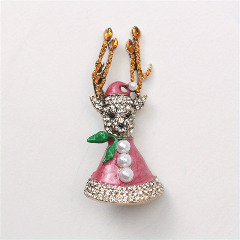 Antik moose broshy rhinestone hayvonlarga ilhomlangan emal zargarlik buyumlari kurtka va kiyimlar uchun