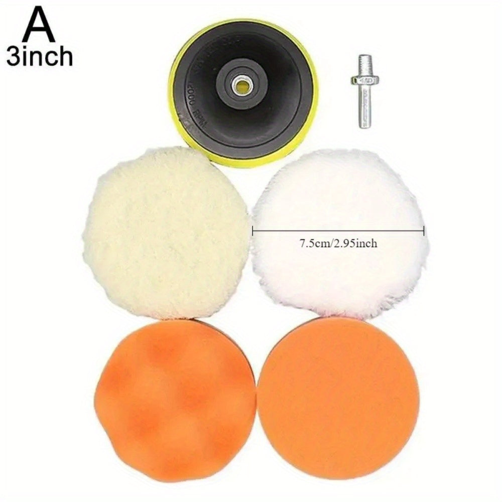 6-Piece Car Polishing Kit with Wool Pads for Waxing and Scratch Removal