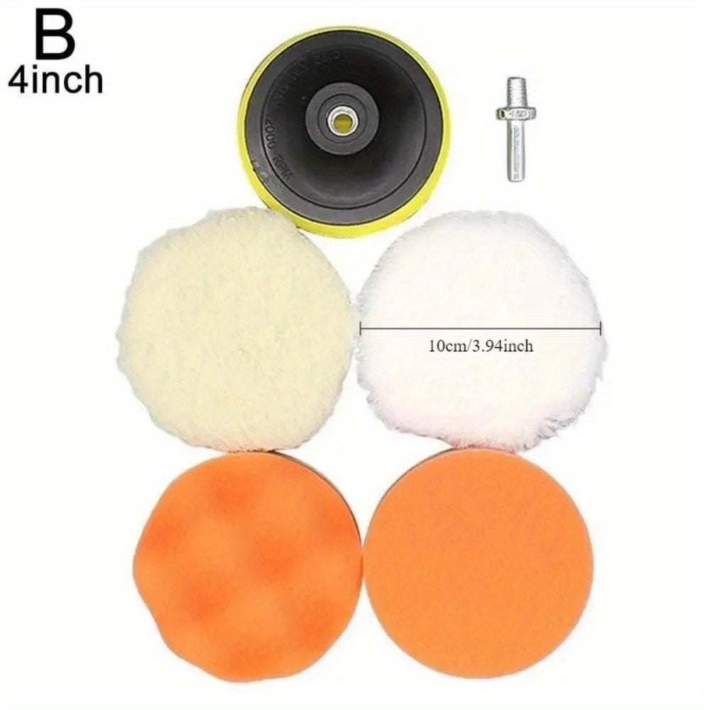 6-Piece Car Polishing Kit with Wool Pads for Waxing and Scratch Removal