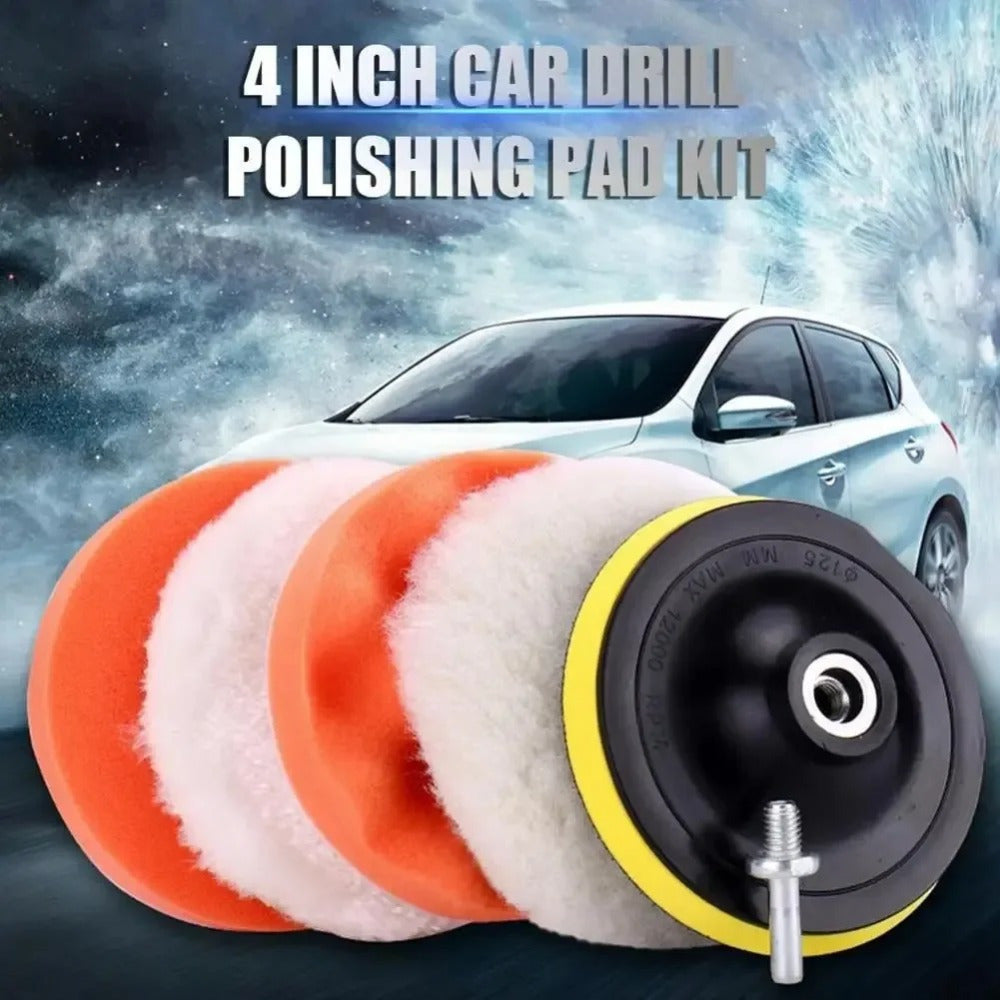 6-Piece Car Polishing Kit with Wool Pads for Waxing and Scratch Removal