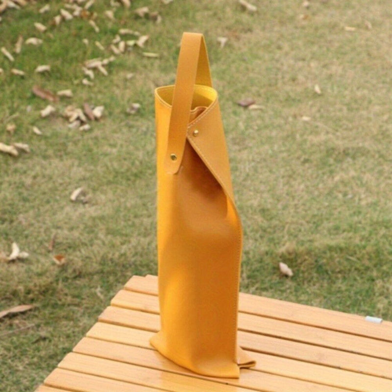 Faux Leather Wine Carrier Bag with Snap Closure Portable Durable Easy to Clean for Travel and Dinner Parties