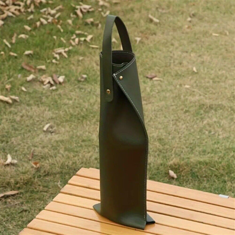 Faux Leather Wine Carrier Bag with Snap Closure Portable Durable Easy to Clean for Travel and Dinner Parties