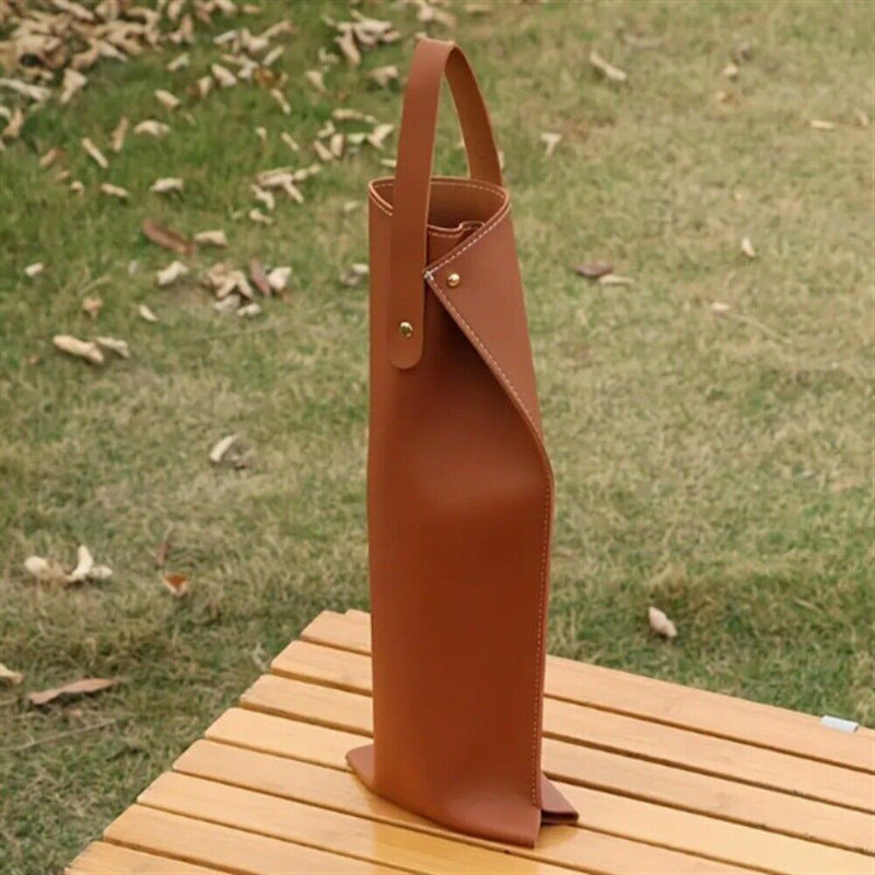 Faux Leather Wine Carrier Bag with Snap Closure Portable Durable Easy to Clean for Travel and Dinner Parties