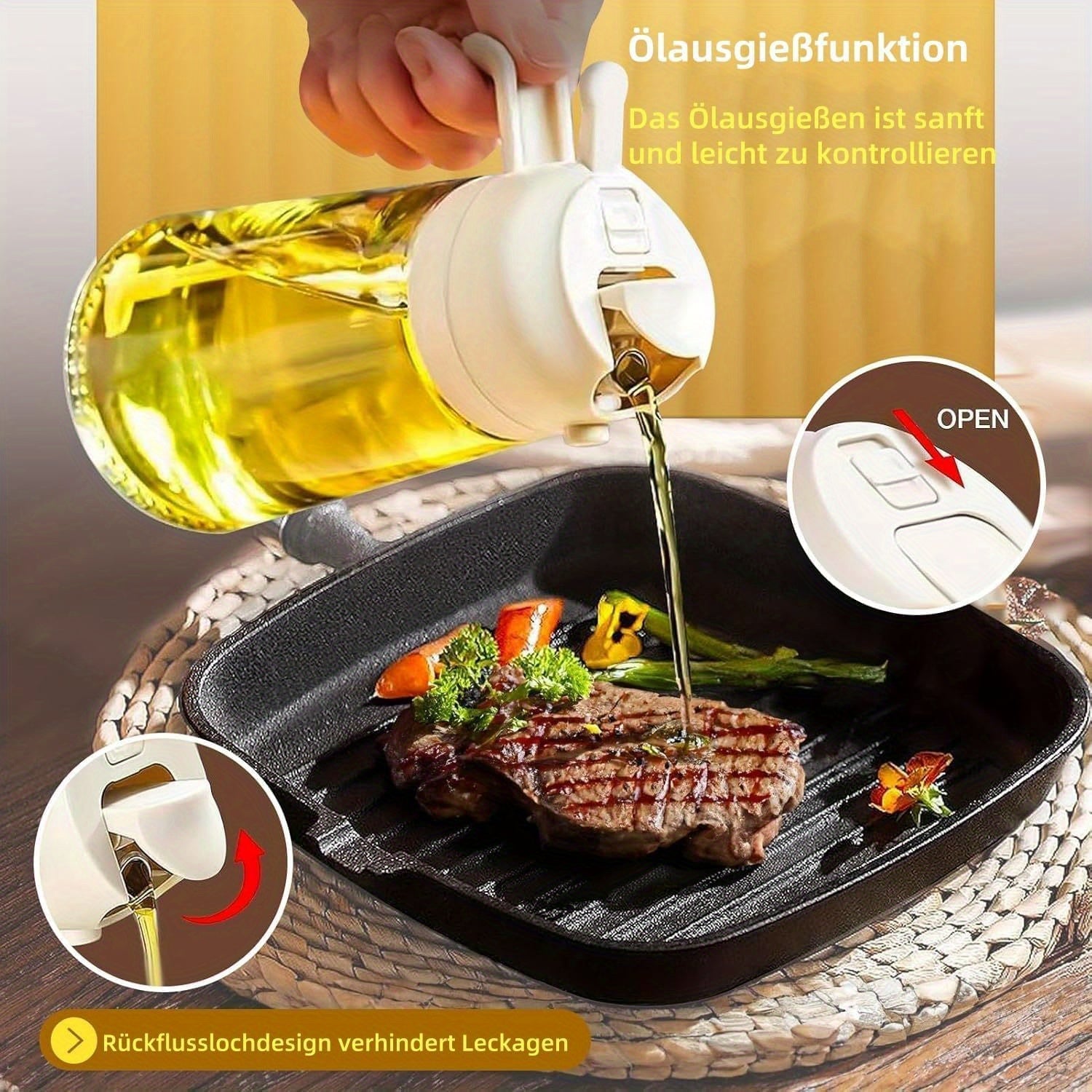 Olma yog'i uchun ko'p maqsadli purkagich - 15.9oz shisha yog'ni tarqatish va purkash uchun oltita parcha to'plami, sog'lom pishirish, gril qilish, havo qovurish, pishirish, salatlar uchun. | Oshxona uchun zarur.