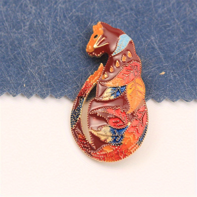 Leopard Print Enamel Animal Brooch Fashion Accessory for Parties and Daily Wear