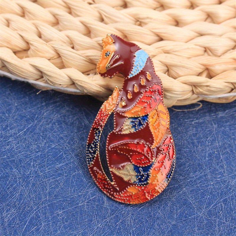Leopard Print Enamel Animal Brooch Fashion Accessory for Parties and Daily Wear