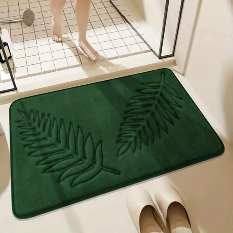 Leaf Embossed Floor Mat Absorbent Non-Slip for Bathroom Living Room Kitchen Doorstep