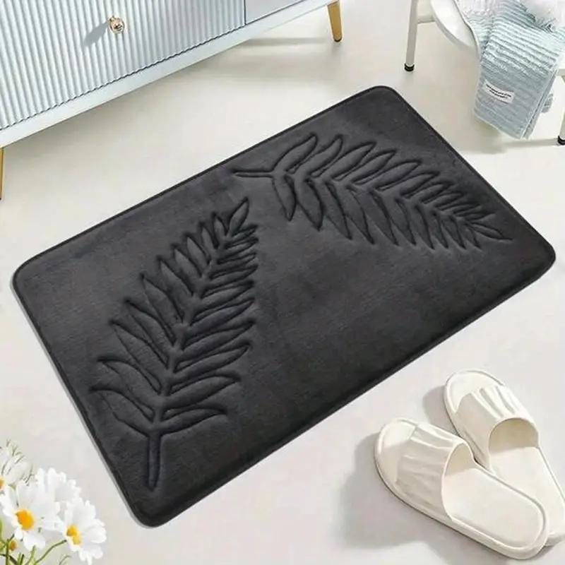 Leaf Embossed Floor Mat Absorbent Non-Slip for Bathroom Living Room Kitchen Doorstep