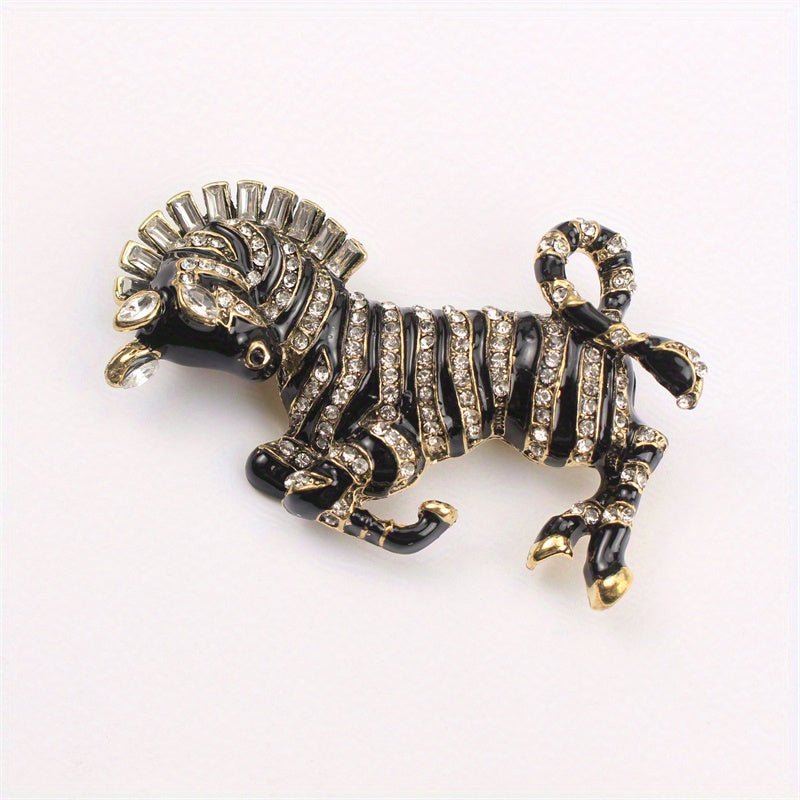 Horse Brooch Pin Rhinestone Animal-Shaped Jewelry for Formal and Casual Wear