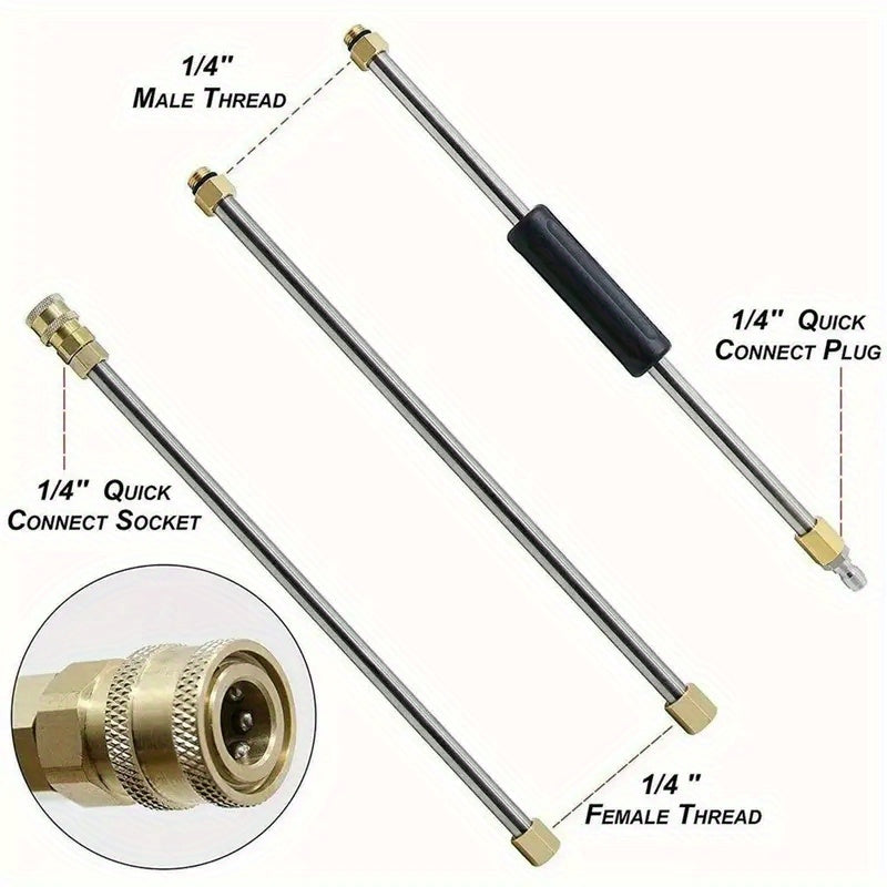 High-Pressure Washer Hose Kit 7 Pieces with Nozzles and Stainless Steel Extensions