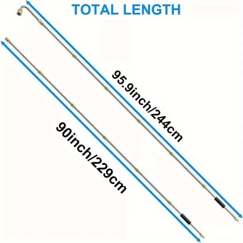 High-Pressure Washer Hose Kit 7 Pieces with Nozzles and Stainless Steel Extensions
