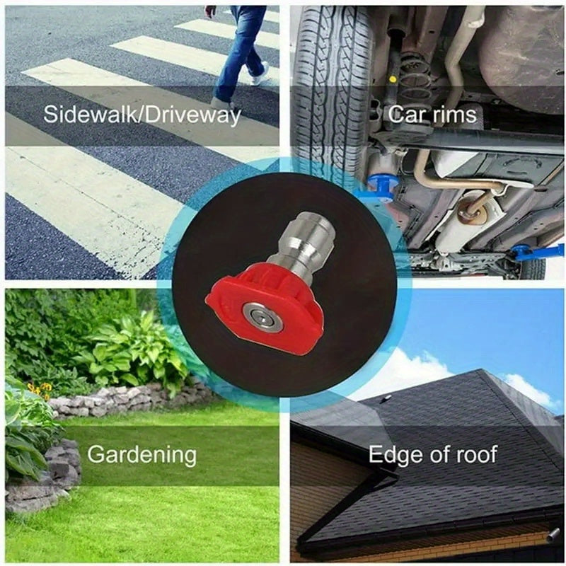 High-Pressure Washer Hose Kit 7 Pieces with Nozzles and Stainless Steel Extensions