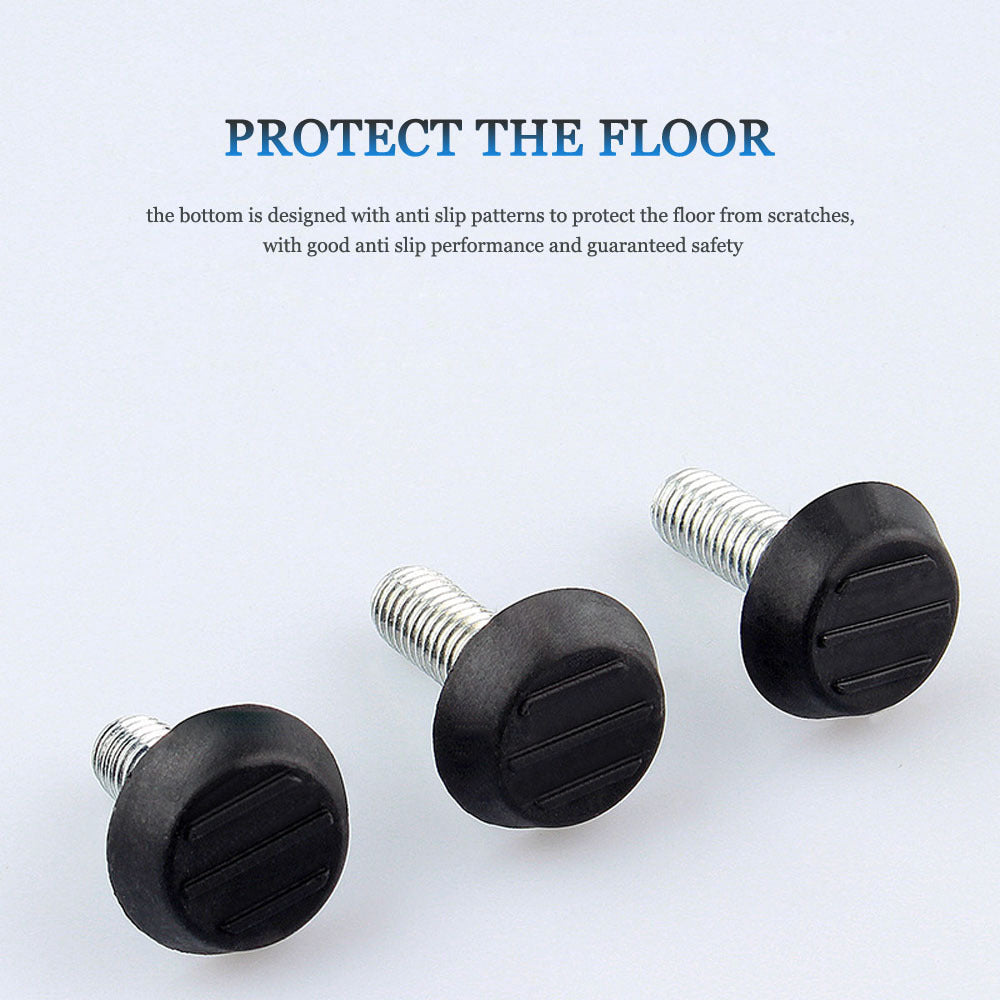 Black Plastic Metal Furniture Adjustable Foot Pad M6x20x14mm Non-Skid Noise Reduction