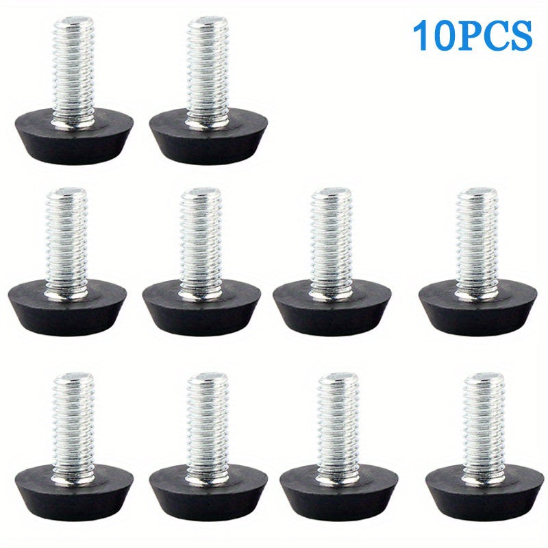 Black Plastic Metal Furniture Adjustable Foot Pad M6x20x14mm Non-Skid Noise Reduction