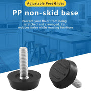 Black Plastic Metal Furniture Adjustable Foot Pad M6x20x14mm Non-Skid Noise Reduction