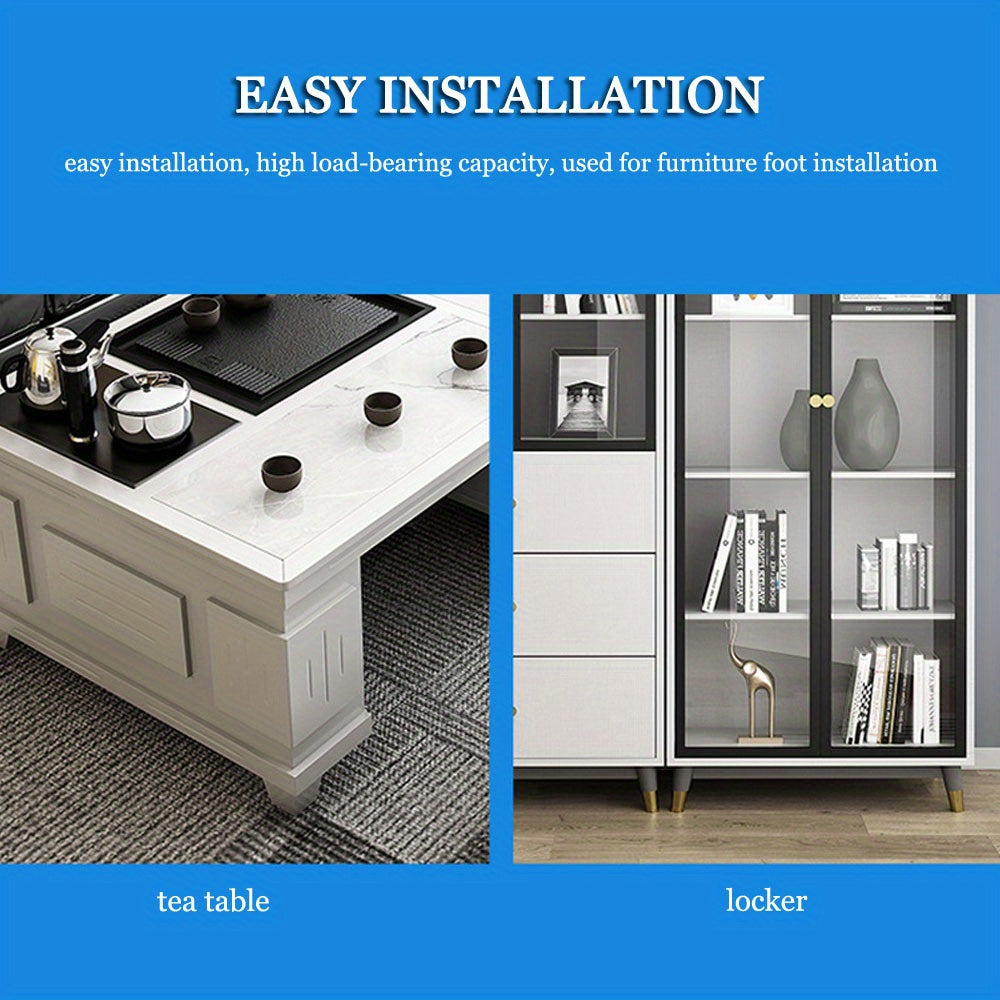 Black Plastic Metal Furniture Adjustable Foot Pad M6x20x14mm Non-Skid Noise Reduction