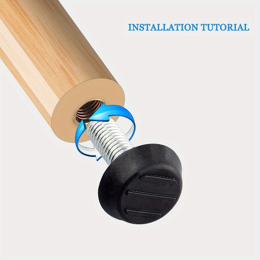 Black Plastic Metal Furniture Adjustable Foot Pad M6x20x14mm Non-Skid Noise Reduction