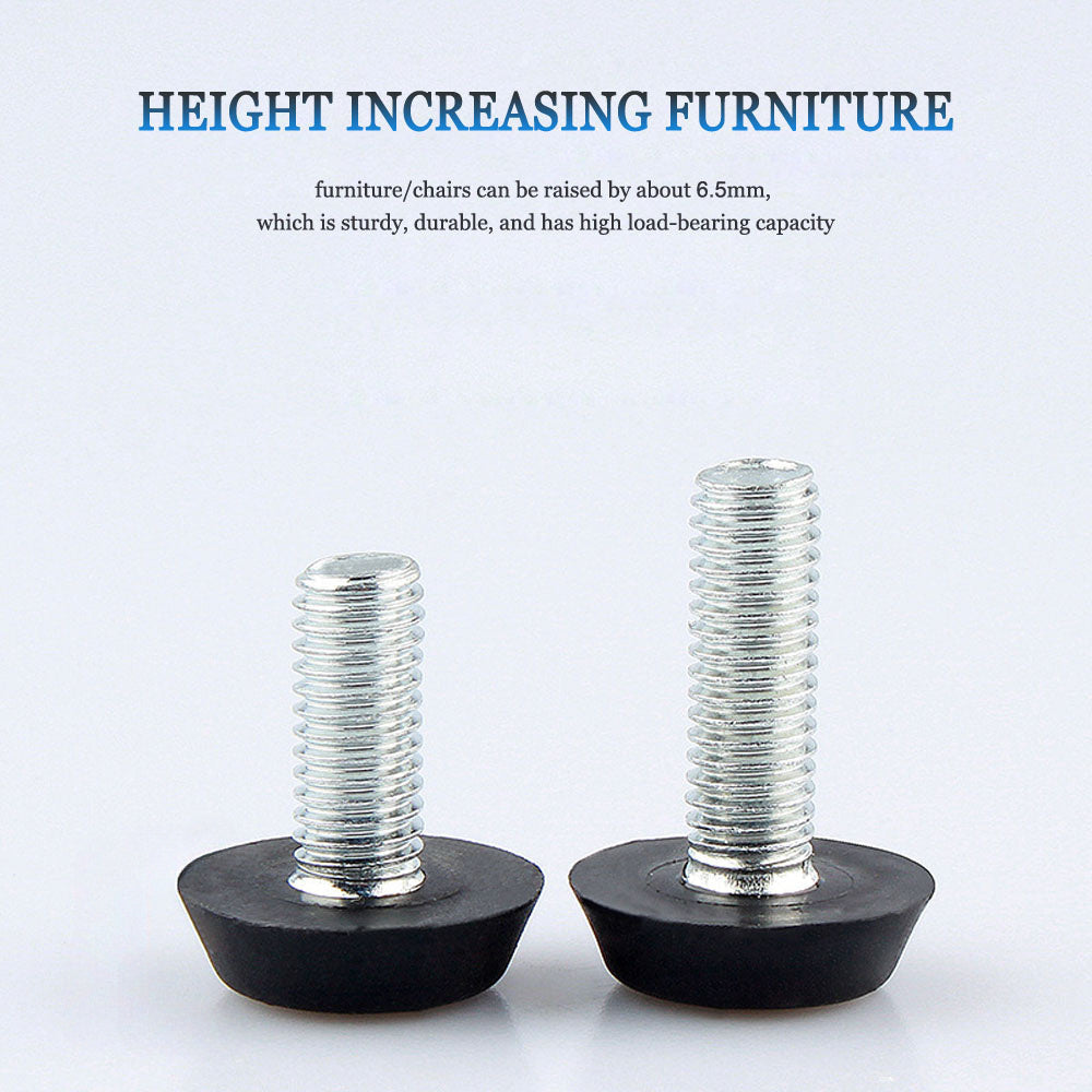 Black Plastic Metal Furniture Adjustable Foot Pad M6x20x14mm Non-Skid Noise Reduction
