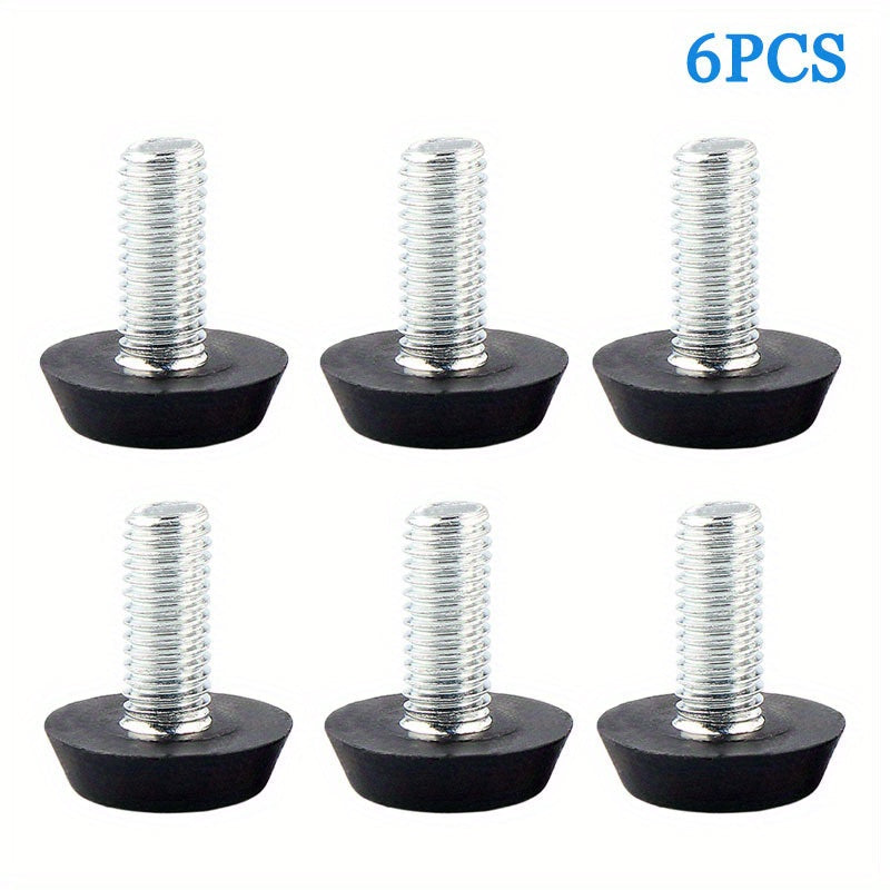 Black Plastic Metal Furniture Adjustable Foot Pad M6x20x14mm Non-Skid Noise Reduction