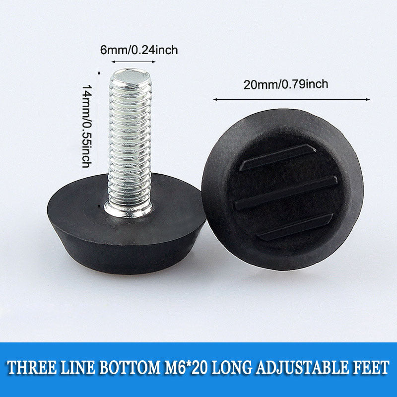 Black Plastic Metal Furniture Adjustable Foot Pad M6x20x14mm Non-Skid Noise Reduction