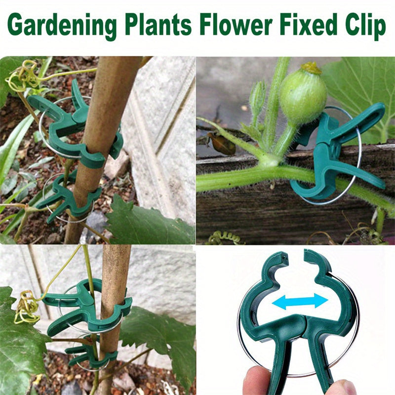 50 Pack Green Plastic Garden Plant Support Clips for Vines Stems