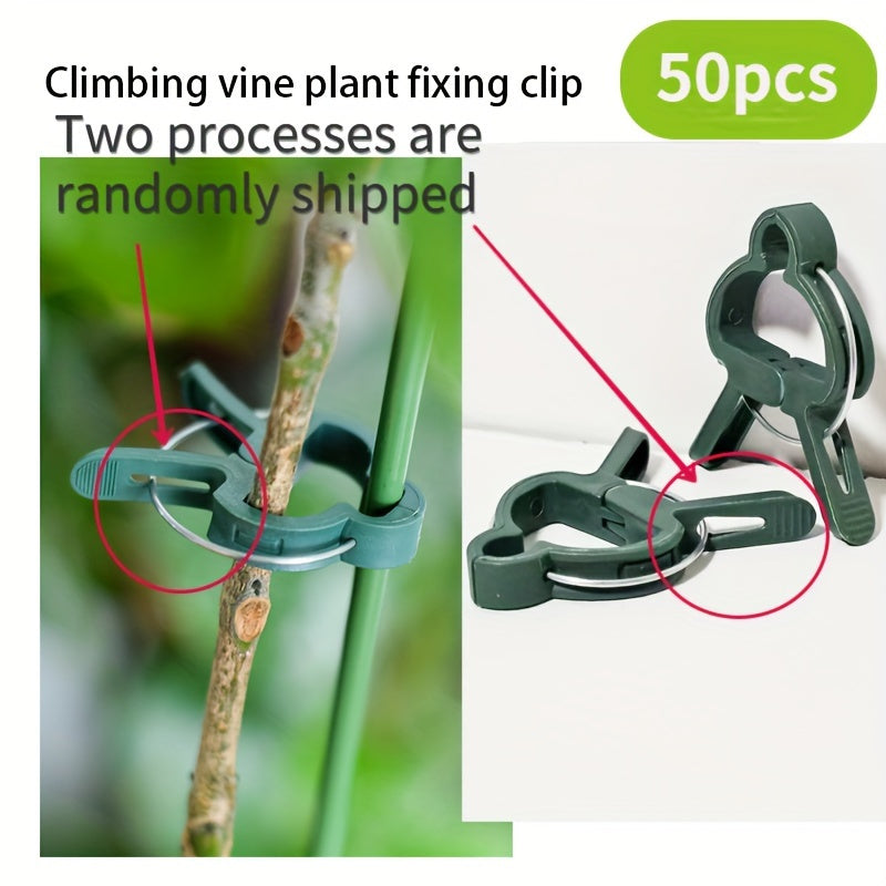 50 Pack Green Plastic Garden Plant Support Clips for Vines Stems