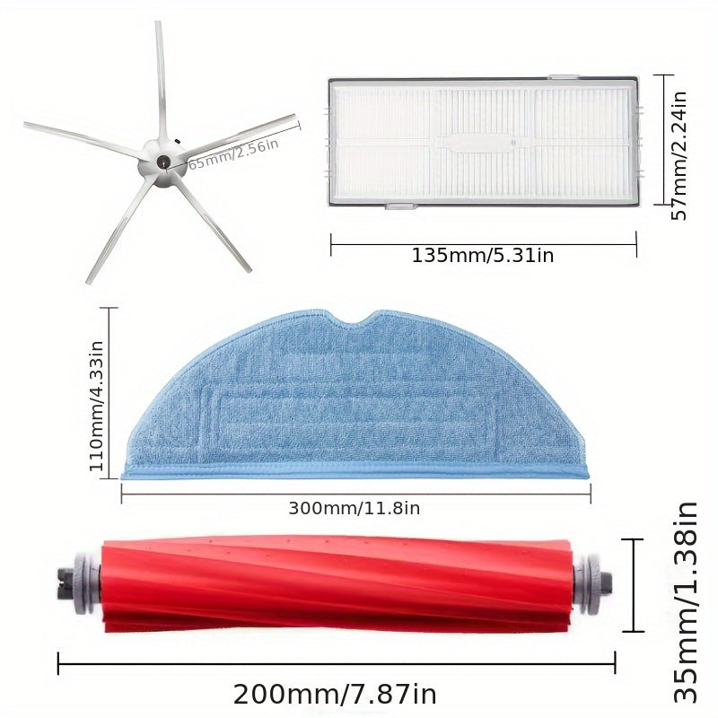 Replacement Parts Kit for Robotic Vacuum Main Brush HEPA Filter Side Brush