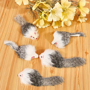 5-Piece Cat Toy Set Interactive Plush Toys with Long-Haired Plastic Mice and Rabbit Skin Mouse