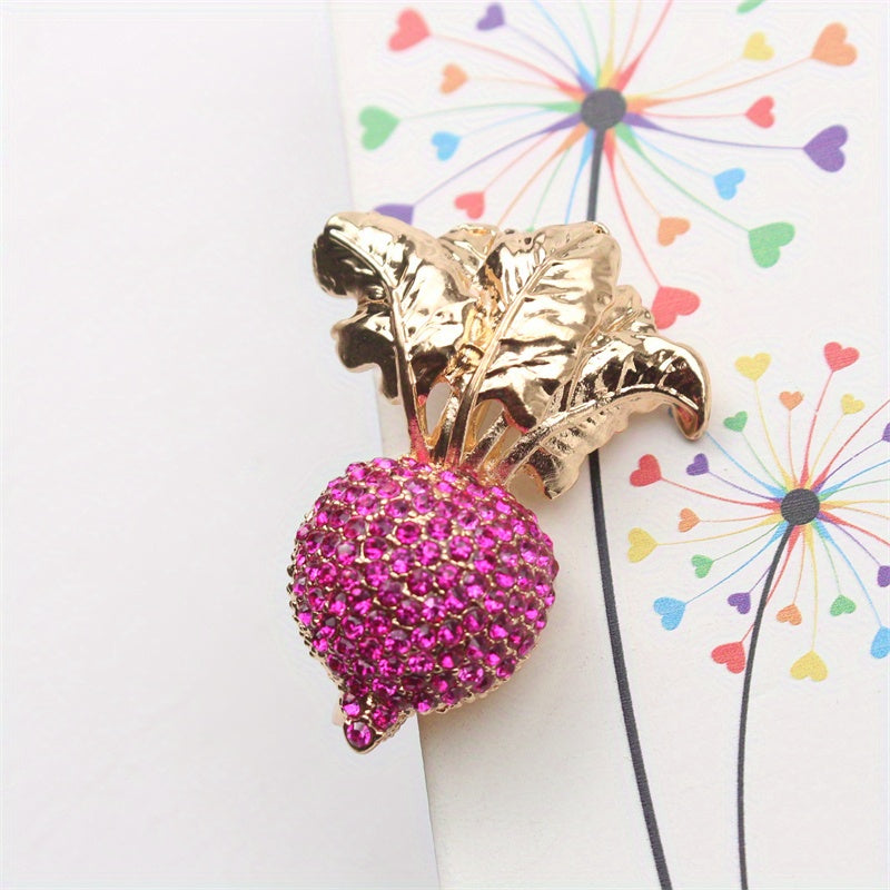 Strawberry Brooch with Rhinestones Enamel Plant Design for Clothing Accessories