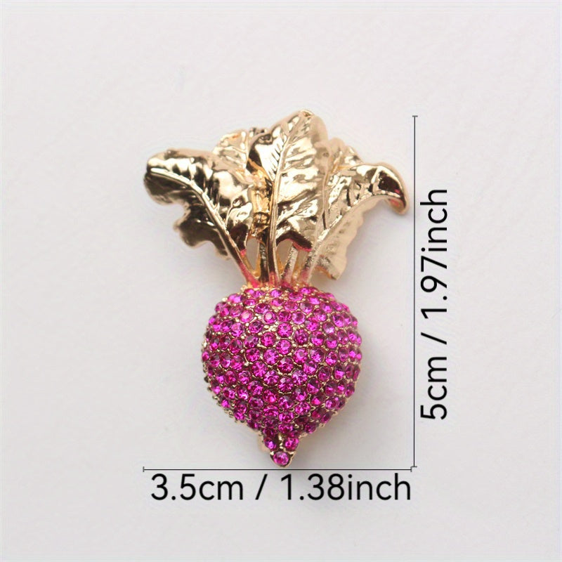 Strawberry Brooch with Rhinestones Enamel Plant Design for Clothing Accessories