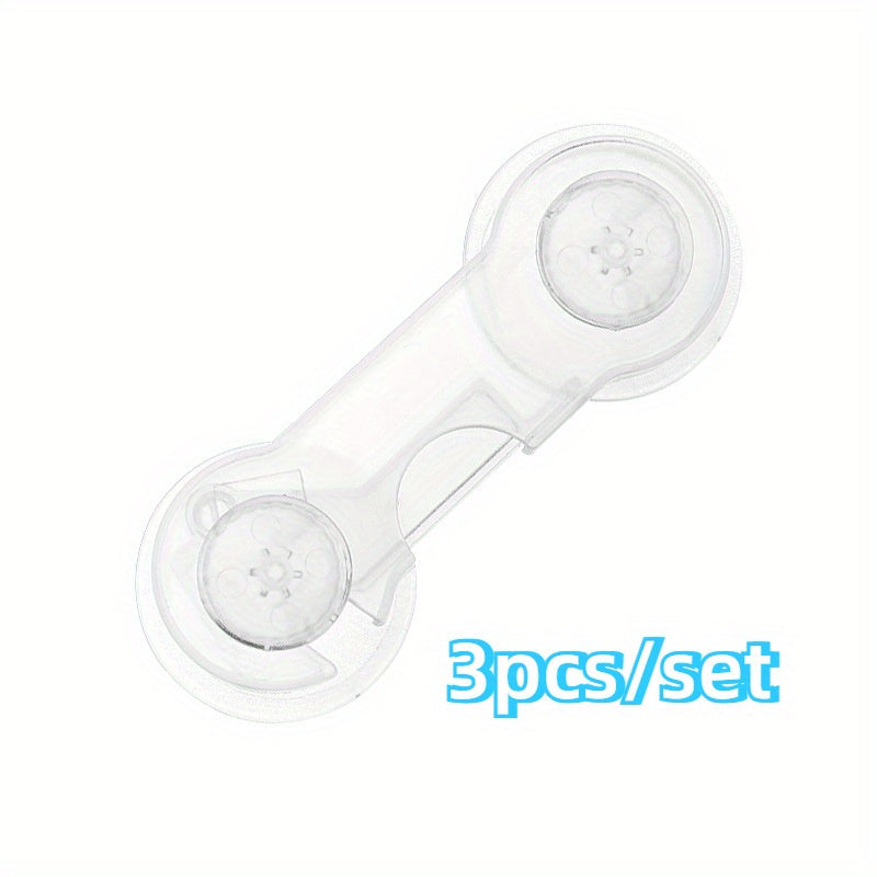 Set of 3 Clear Child Safety Locks for Cabinets and Drawers