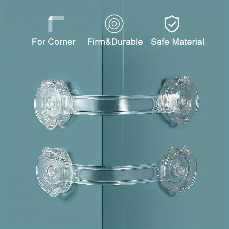 Set of 3 Clear Child Safety Locks for Cabinets and Drawers