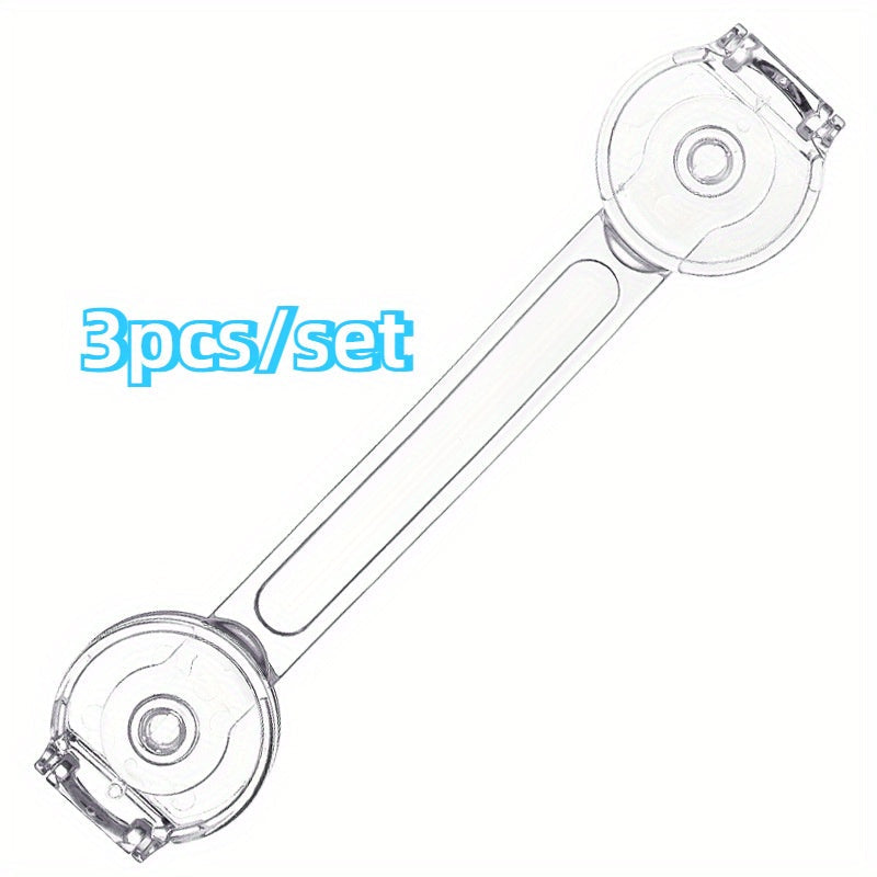 Set of 3 Clear Child Safety Locks for Cabinets and Drawers