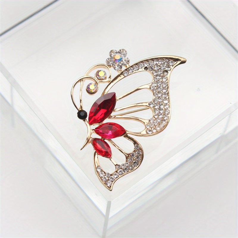 Retro-Style Butterfly and Flower Brooch Pin for Women