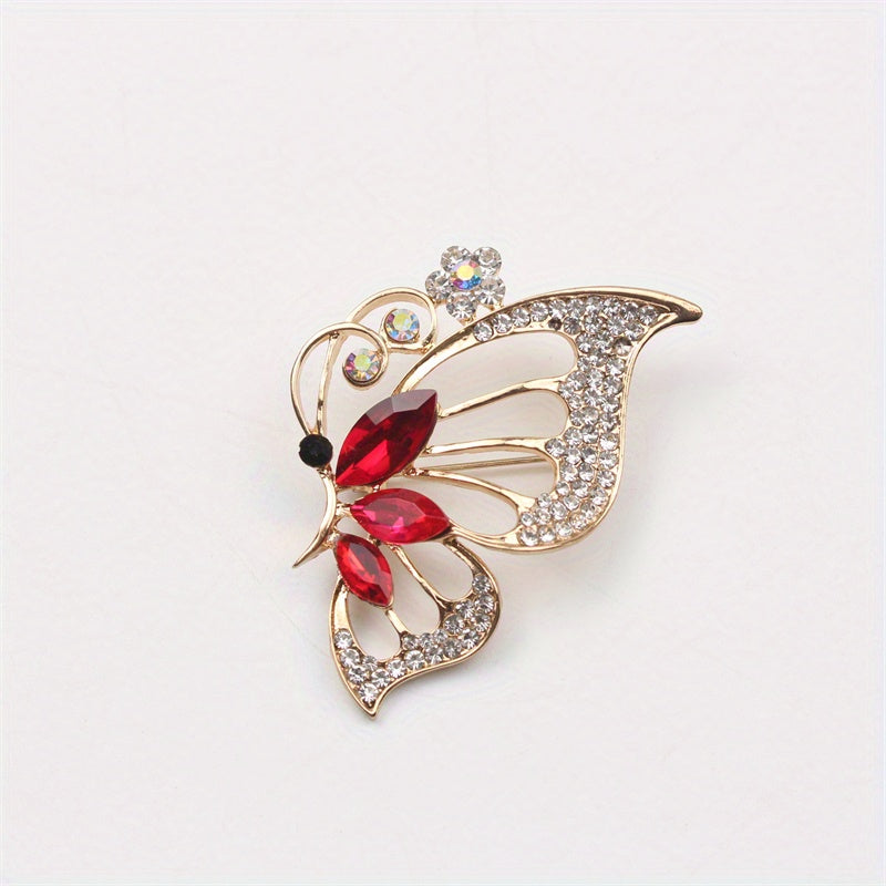 Retro-Style Butterfly and Flower Brooch Pin for Women