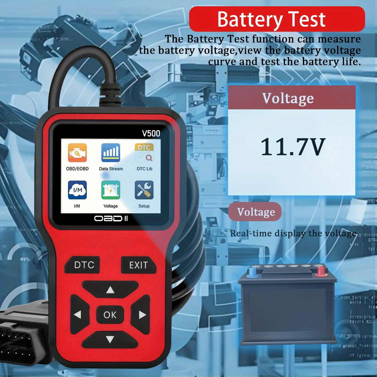 OBD2 Scanner Car Diagnostic Tool Code Reader Voltage Tester Engine Fault Scanner Charging Tester