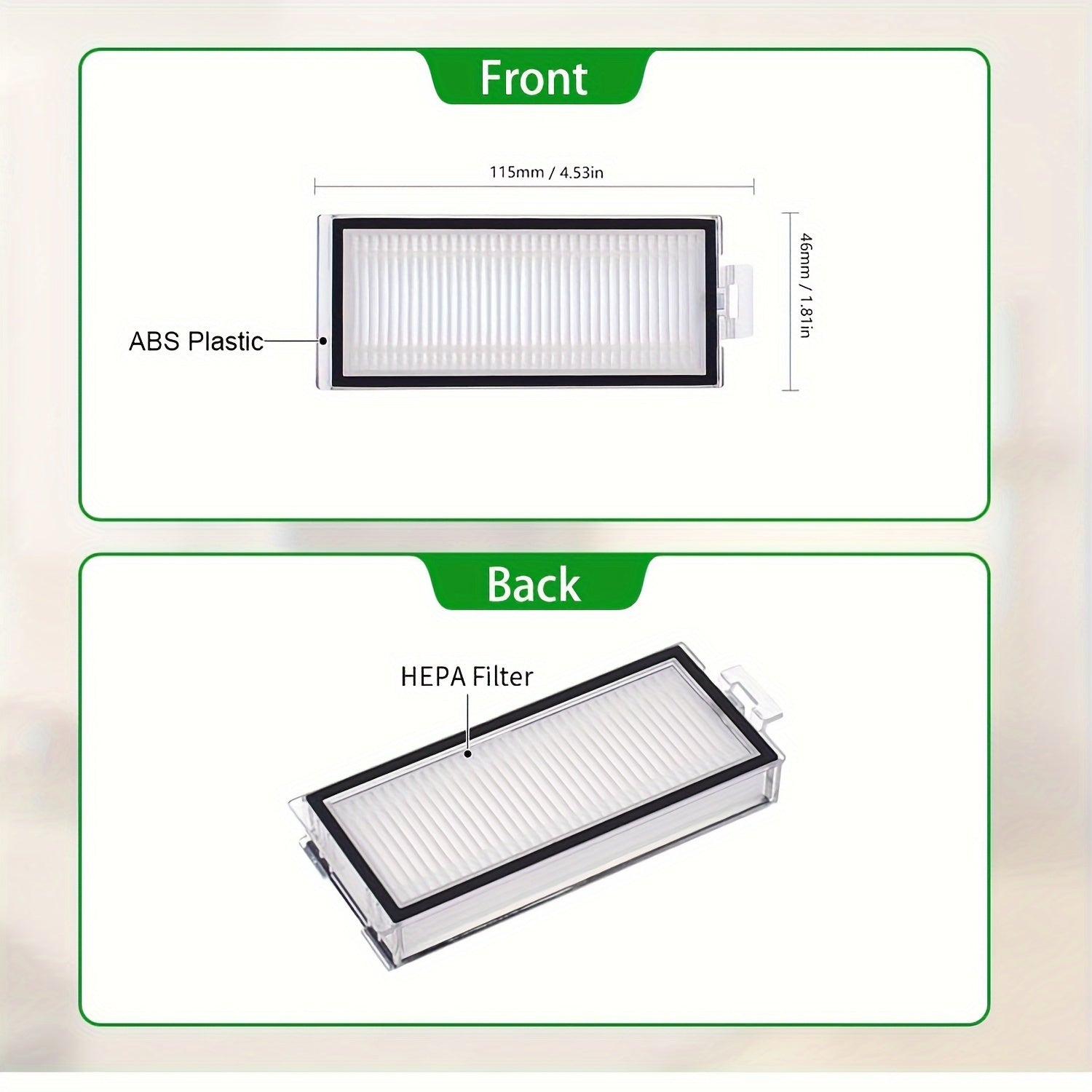 Robot changyutgich va mop uchun HEPA almashtirish filtrlari, 8 ta paket, bardoshli plastmassa