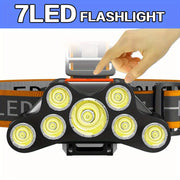 7LED bosh chiroq, sozlanadigan burchakli, USB bilan quvvatlanadigan chiroq, piyoda yurish, yugurish, favqulodda vaziyatlar va sahna yoritish uchun