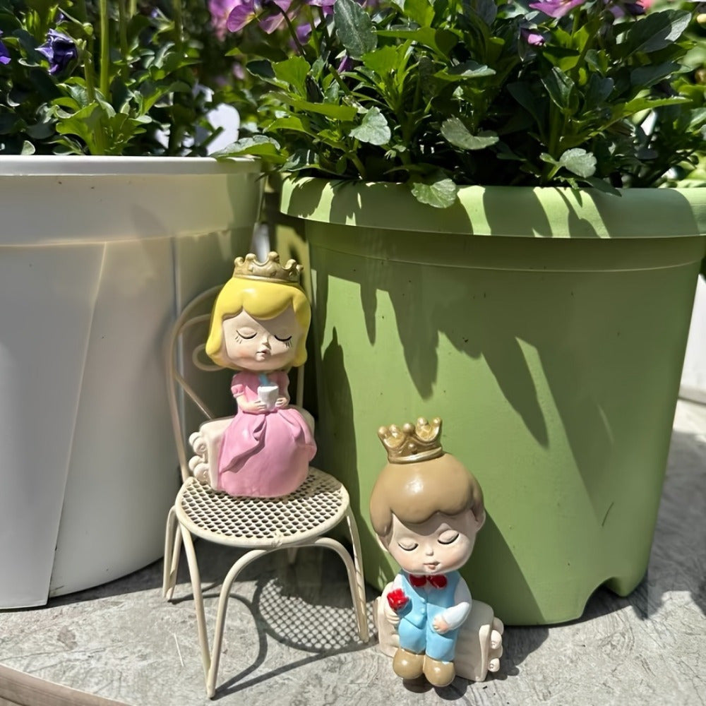 Miniature Metal Garden Decor Set Waterproof Iron Rocking Chairs Table Figurines for Home and Garden