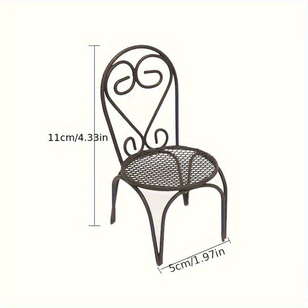 Miniature Metal Garden Decor Set Waterproof Iron Rocking Chairs Table Figurines for Home and Garden