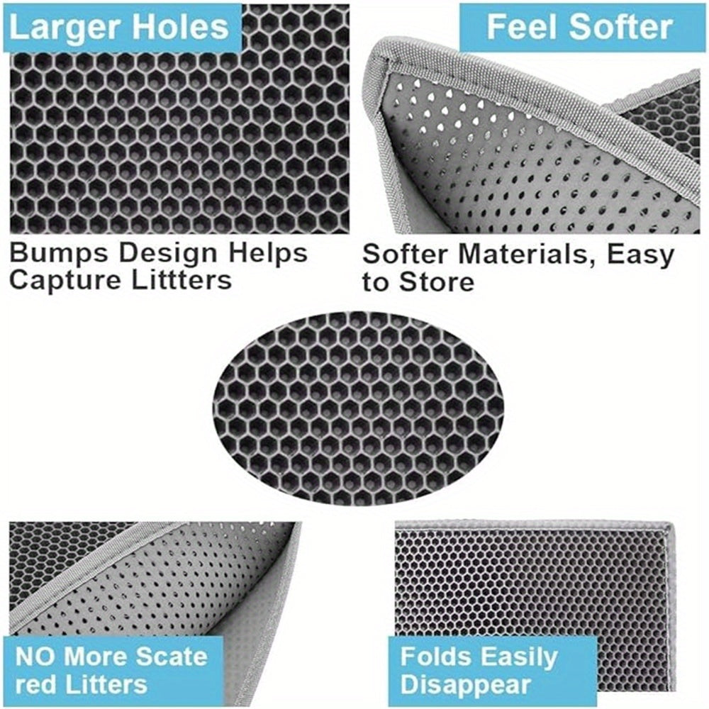 Non-Slip Honeycomb Cat Litter Mat Washable Easy-to-Clean for Pet Toilets
