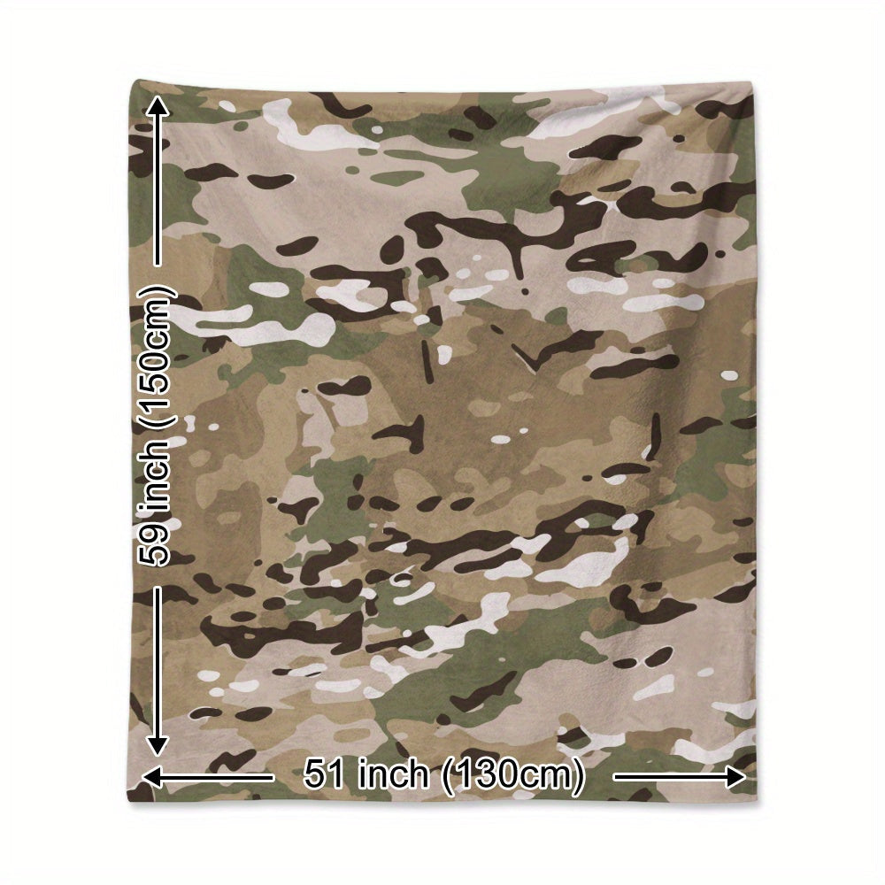 Camouflage Print Throw Blanket Soft Warm Multi-Purpose for Couch Camping Travel