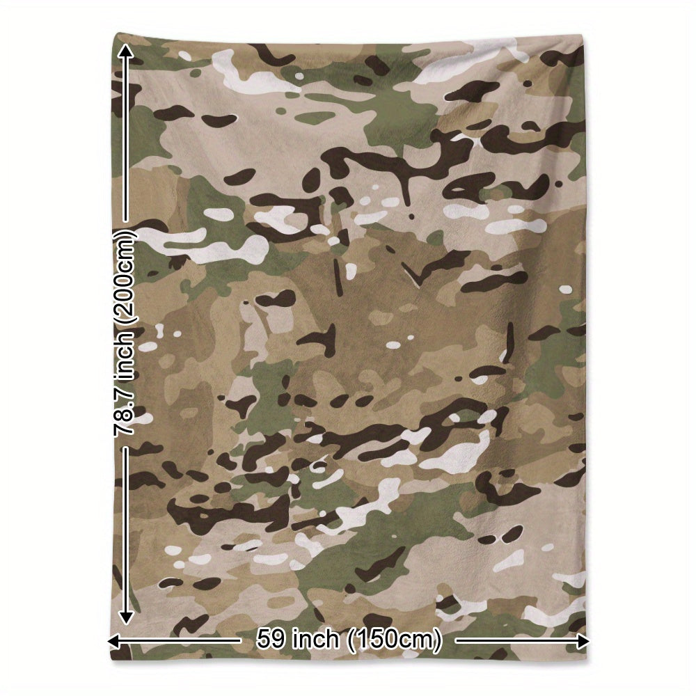 Camouflage Print Throw Blanket Soft Warm Multi-Purpose for Couch Camping Travel
