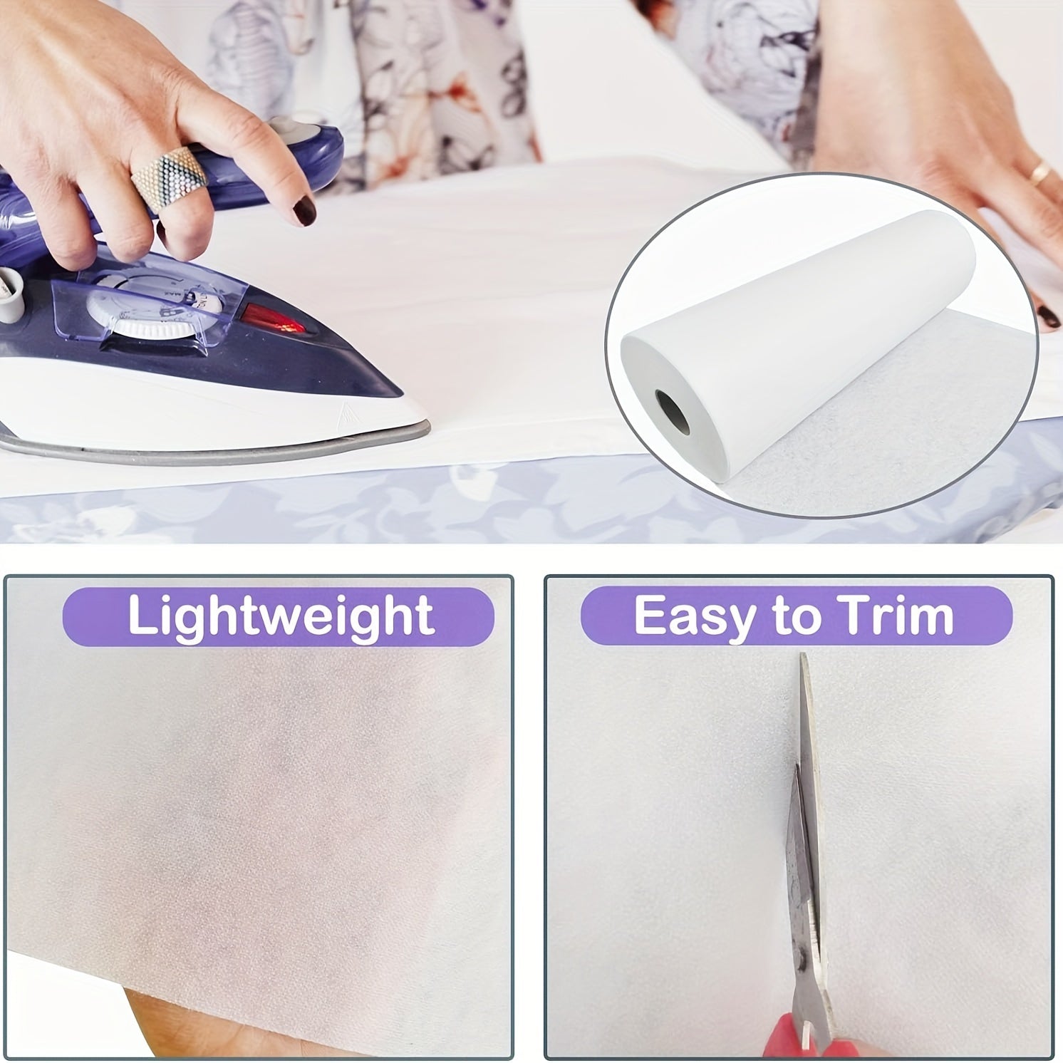 Iron-On Non-Woven Fusible Interfacing Roll for Sewing and DIY Projects